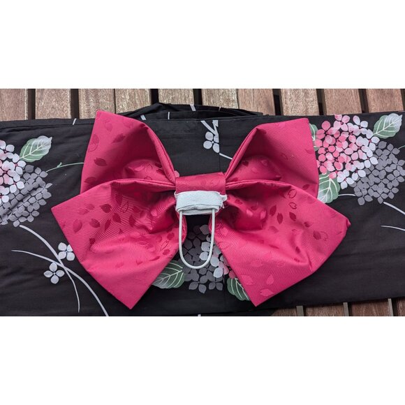 💜NWT Floral Cotton Kimono Set with Cherry Blossom Obi & Accessories - Picture 10 of 13